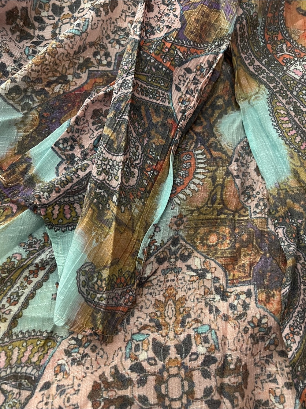 Spense Women’s Paisley Multicolor Boho Lace Trimmed Sleeves Accents Kimono SZ XL - Picture 11 of 11